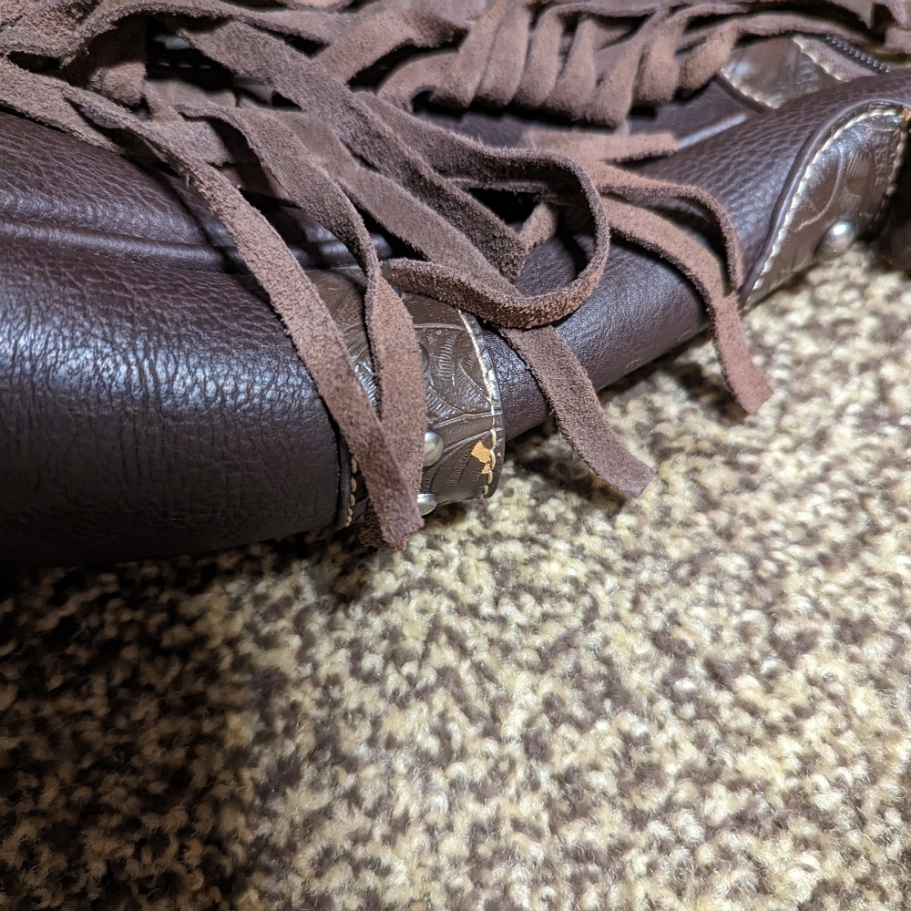 Montana West western fringe brown shoulder bag - Picture 3 of 10